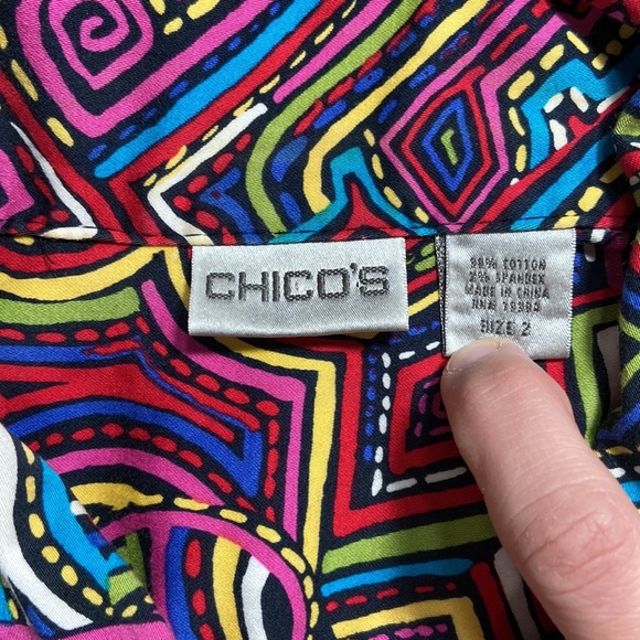 Chico’s Multi Color Zipper Jacket Chicos Size 2 Large 12 - Picture 4 of 13